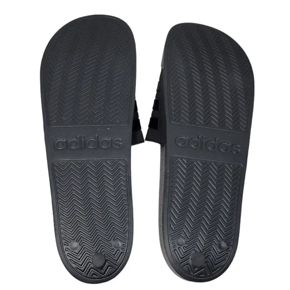Adidas Adilette Slides Mens Size 18 Black 3 Stripe Shoes Sandals Beach Water NEW